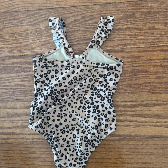 GAP Girls Leopard Print One Piece Swim Suit Bathing Suit Size 4T Ruffle Strap - Picture 7 of 8